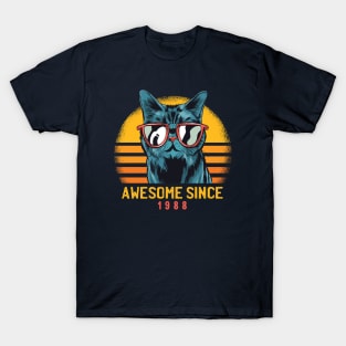 Retro Cool Cat Awesome Since 1988 // Awesome Cattitude Cat Lover T-Shirt